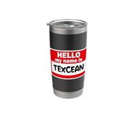 Texcean Hello Hi My Name is Tshirt Name On Custom Stainless Steel Insulated Tumbler