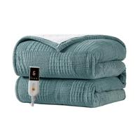 Texciting Electric Blanket Heated Throw 130X160cm-Heated Blanket With 9 Heat Settings-10 Hours Auto off CE Certified Machine Washable (Green)