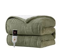 Texciting Electric Blanket Heated Throw 130X160cm-Heated Blanket With 9 Heat Settings-10 Hours Auto off CE Certified Machine Washable (Gray Green)