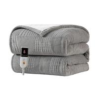 Texciting Electric Blanket Heated Throw 130X180cm-Heated Blanket With 9 Heat Settings-10 Hours Auto off CE Certified Machine Washable (Grey)