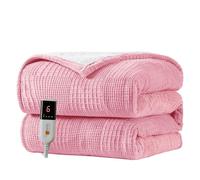 Texciting Electric Blanket Heated Throw 130X180cm-Heated Blanket With 9 Heat Settings-10 Hours Auto off CE Certified Machine Washable (Pink)