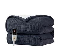 Texciting Electric Blanket Heated Throw 130X180cm-Heated Blanket With 9 Heat Settings-10 Hours Auto off CE Certified Machine Washable (Black)