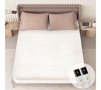 Texciting Heated Mattress Pad Cal King Size-Dual Controllers Electric Mattress Pad with Deep Pocket,6 Heat Settings & 1-10 Auto Shut Off Electric Bed Warmer,ETL Certified,Machine Washable,(White)