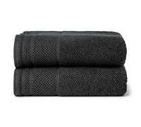 Texere 100% Organic Cotton Rice Weave Jacquard 700 GSM Luxury Bath Towel Sets - Ultra Soft and Absorbent Hotel and Spa Quality (Rice Weave, Black, 2 Bath Towels)