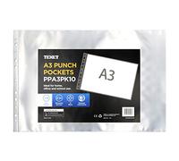 Texet PPA3PK10 A3 Punch Pockets (Pack of 10)