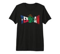 Texican Distressed Texas and Mexico Flag Letters Cactus Premium T-Shirt
