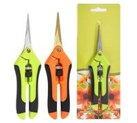 TEXIJUSO 2 Pcs Garden Pruning Scissors, Professional Precision Titanium Coated Blades & Straight Tip Trimming Shears, Gardening Tools for Flowers Fruits Grape Florist Bonsai