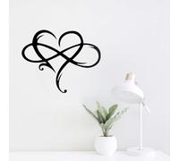 TEXIJUSO Infinity Heart Wall Decor, Wall Decor Living Room, Unique Metal Art Love Sign Geometric Plaque Steel Bedroom Ornaments for Wedding Home Decoration (Black, 12.7x12.5inch)