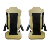 TEXMAR Designed to fit MERCEDES ACTROS MP4 AFTER 2014 TRUCK SEAT COVERS BLACK BEIGE ECO LEATHER