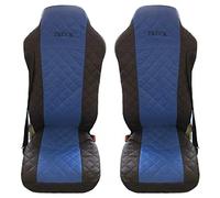 TEXMAR Designed to fit Mercedes - Benz Actros Giga Space MP4 after 2015 Truck Seat Covers BLACK BLUE 2 piece