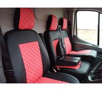 Texmar FRONT Seat Covers 2+1 Designed to fit FORD TRANSIT after 2015 large cabin RED CENTER Eco Leather RHD
