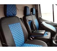 Texmar FRONT Seat Covers 2+1 Designed to fit FORD TRANSIT CUSTOM after 2015 large cabin BLUE CENTER Eco Leather Right Hand Drive