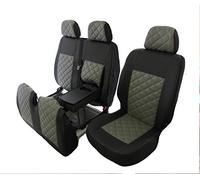 Texmar Designed to fit MERCEDES SPRINTER, Crafter 2006-2018 LHD BLACK-GRAY ECO LEATHER Seat Covers 2+1 (1 single 1 double)