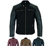 Texpeed Mens Casual Leather Jacket - Real Genuine Soft Touch Sheepskin Biker Motorcycle Style Leather Coat Black Textile - M