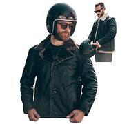 Texpeed Mens Leather Jacket Genuine Warm Winter Fur Coat - Biker Motorbike RAF Aviator Flight Bomber B3 Pilot Design Brown Fur - 2XL