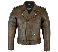 Texpeed Mens Leather Marlon Brando Motorcycle Jacket - Touring Motorbike Jacket With Genuine Biker CE Armour (EN 1621-1) Protection Brown - M