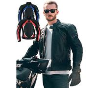 Texpeed Mens Leather Motorcycle Jacket - Perforated Racing Motorbike Suit Top With Genuine Biker CE Armour (EN 1621-1) Protection Black - 5XL