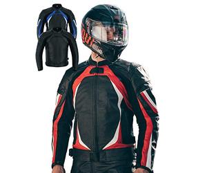 Texpeed Mens Leather Motorcycle Jacket - Perforated Racing Motorbike Suit Top With Genuine Biker CE Armour (EN 1621-1) Protection Red - 5XL