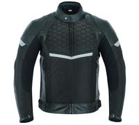 Texpeed Mens Leather Motorcycle Jacket - Waterproof Racing Motorbike Suit Top With Genuine Biker CE Armour (EN 1621-1) Protection Black - XL