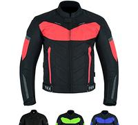 Texpeed Mens Red Motorcycle Motorbike Biker Waterproof Jacket With CE Armour (EN 1621-1) L