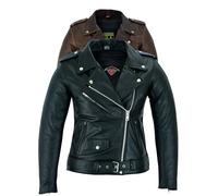 Texpeed Women's Motorcycle Leather Armoured Brando Jacket [AAA] | Black: M | EN 17092 Ladies Motorbike Reinforced Garment, EN 1621-1 [Level 1] Flexible Biker Armour, Winter Lining, Genuine Leather