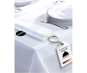 texpot 12 pieces Damask napkins White 40 x 40 cm with Satin Edge Washable at 95 °C 100% Cotton
