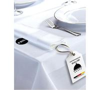 texpot Damask Table Cloth with Satin Band at up to 95°C White, 100% Cotton, White, 40 x 40 cm - 6 Stück