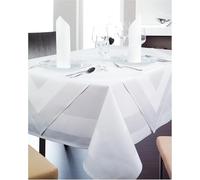 texpot Damask Tablecloth White 130 x 280 cm with Satin Edge Washable at 95 °C 100% Cotton