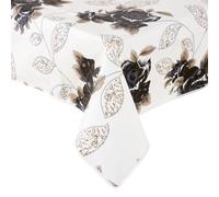texpot Oilcloth 160 cm Round with Flowers Washable with Hem Polyester Garden Tablecloth