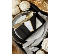 texpot Pack of 6 Fabric Napkins 35 x 35 cm Black Polyester Square Wedding Birthday Christening