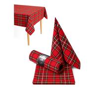 Texpot Pack of 6 napkins, 30 x 30 cm, tartan red tartan chequered, made from 100% polyester