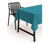 texpot Stain-Resistant Tablecloth, White, Choice of Sizes, Wrapped Hem, Easy Care, Waterproof, 110 x 110 cm, Petrol Blue