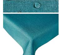Texpot Tablecloth 130 x 160 cm Petrol Linen Look Lotus Effect Stain Protection Easy-Care Tablecloth