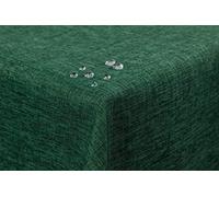 texpot Tablecloth 130 x 220 cm Dark Green Linen Look Lotus Effect Stain Protection Easy-Care Tablecloth