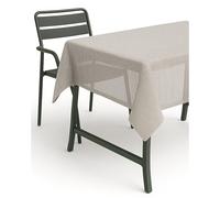 texpot Tablecloth 140 x 180 cm Oval Beige Garden Blanket with Hem Washable Garden Tablecloth Balcony Patio Weatherproof