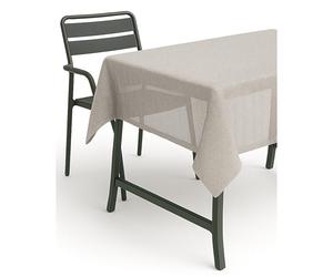 texpot Tablecloth 140 x 180 cm Oval Beige Garden Blanket with Hem Washable Garden Tablecloth Balcony Patio Weatherproof