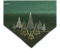 texpot Tablecloth 85 x 85 cm Dark Green Embroidery Modern Christmas Trees Christmas Tablecloth