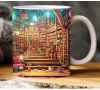 Texsource 3D Bookshelf Coffee Mug - 11oz Library Shelf Cup With Hole in A Wall Design, Creative Space Multi-Purpose Mug for Book Lovers (D)