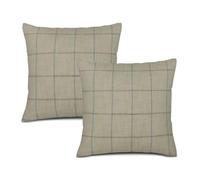 Texsource Boho Pillow Covers 20 x 20 Set of 2, French Blue Windowpane Woven Throw Pillow Covers Outdoor Decorative Linen Pillow Covers for Couch Bed Sofa Cushion Boho Pillowcases