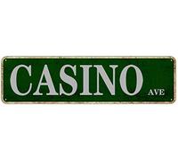 Texsource Casino Avenue Funny Retro Home Decoration Poster Tin Sign Wall Art Metal Sign Vintage Metal Poster for Man Cave Bar Pub Cafe Home Wall Decor 16in x 4in