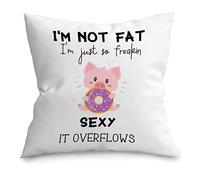 Texsource I'm Not Fat I'm Just So Freaking Sexy It Overflows Throw Pillow Cover 18″×18″,Cute Baby Pig Decor Decorations for Home Bedroom Living Room Girls Room,Gifts for Pig Lovers Owners Girls Women