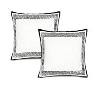 Texsource Set Of 2 18x18Inch Throw Pillow Cover Home Decorative Square Greek Key Black Boho Cushion Covers Cotton Linen Home Decor Chinoiserie Pillow cover