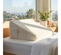 TEXSTEAD Bed Wedge Pillow Cover 24x24x7.5 Inch, Faux Fur Wedge Pillowcase, Fluffy & Soft Pillow Cases, Removable & Machine Washable-Zipper Design Beige