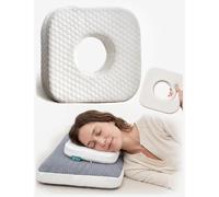 TEXSTEAD Ear Pillow for Side Sleeping, Ear Hole Memory Foam Pillows for Ear Pain, Earring, Square White