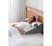 TEXSTEAD Wedge Pillow with Extra Bolster, Bed Wedge Pillow for Sleep Apnea, Relief of Acid Reflux, Back Pain, Post Surgery Recovery, Inclination Pillow with Removable Dark Grey
