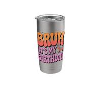 Text Bruh It's My Birthday Pinata Retro Groovy 70s Style Stainless Steel Insulated Tumbler
