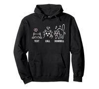 Text Call Doorbell Gen Z Funny Black Cat Anxiety Pullover Hoodie