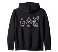 Text Call Doorbell Gen Z Funny Black Cat Anxiety Zip Hoodie