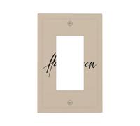 Text Halloween On Muted Beige Minimalistic Light Switch Wall Plate Faceplate Cover Single Rocker 1 Gang Decorator Outlet Receptacle Covers for Home Kitchen Room Bathroom Decor
