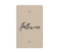 Text Halloween On Muted Beige Minimalistic Single Toggle Blank Wall Plate Light Switch Cover Decorative 1 Gang for Kitchen Room Bathroom Size 11.4x7cm